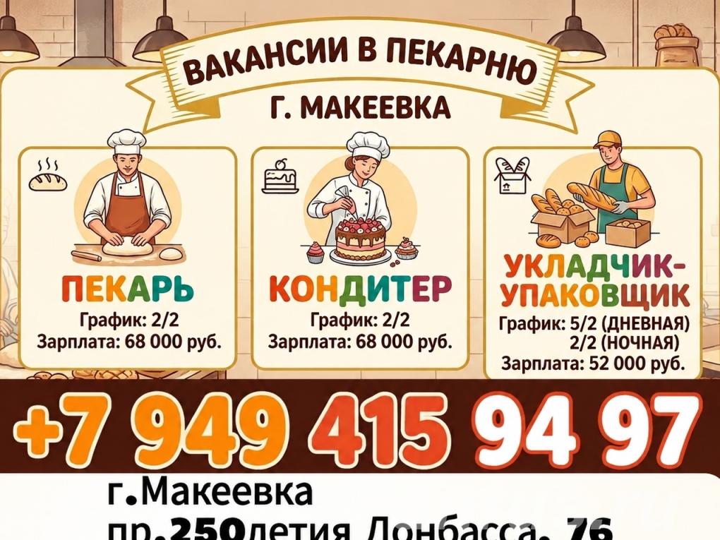 Сотрудники на пищевое предприятие, Макеевка